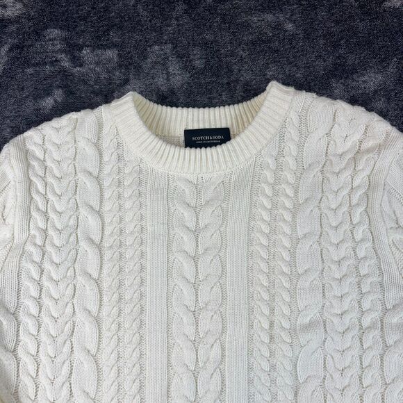 Scotch & Soda Chunky Cable Knit Crewneck Sweater Fisherman Pullover Men's M - Picture 2 of 11